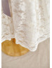 Ivory Lace Champagne Lining Knee Length Flower Girl Dress